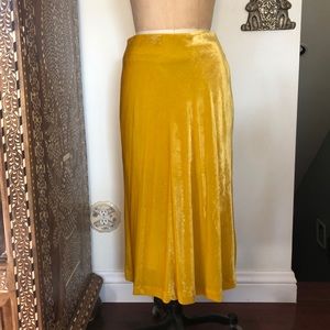 Anthropologie Maeve Yellow Velvet Skirt Medium